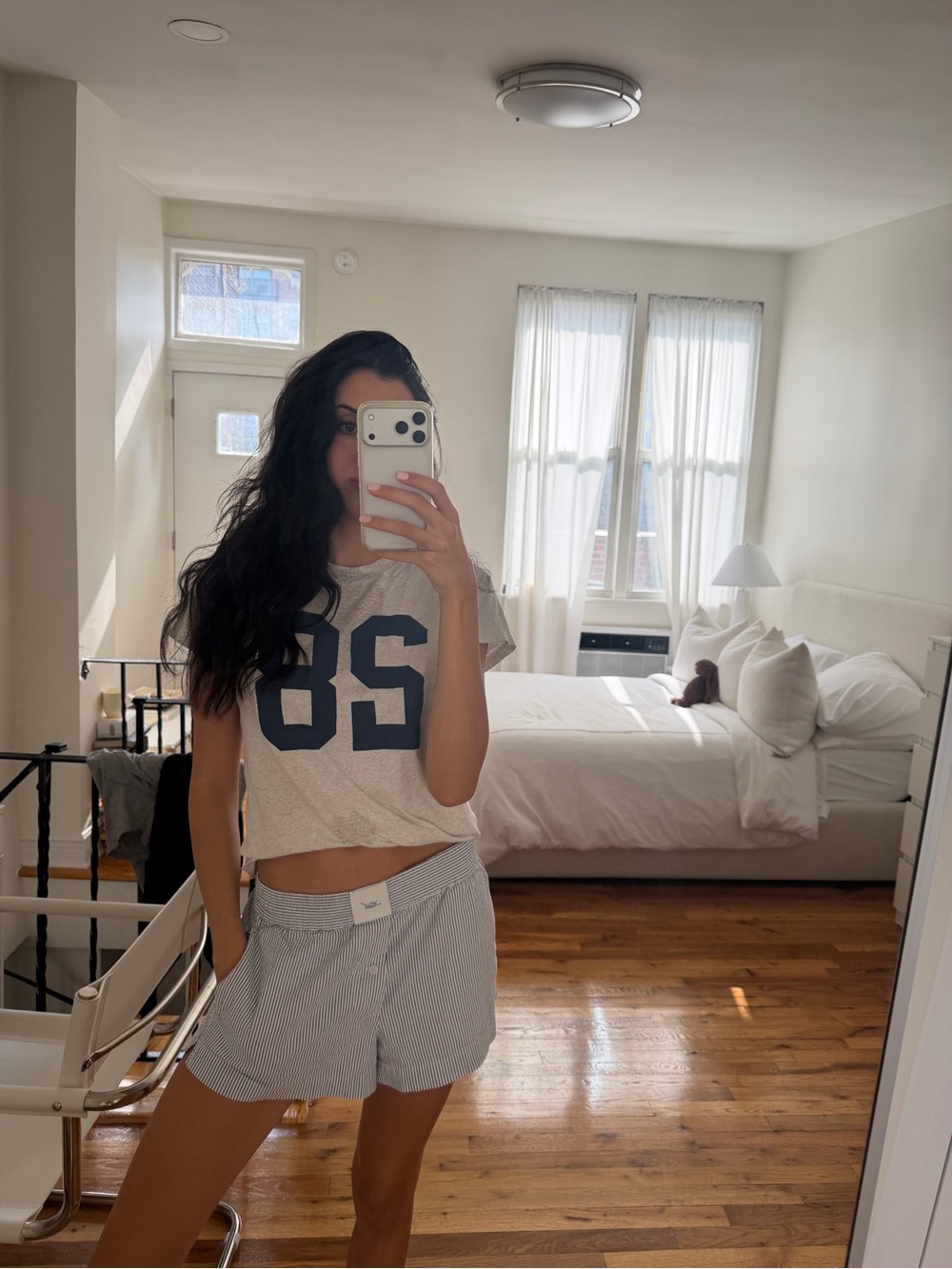 KITH Striped Cotton Women’s Lounge Shorts - Blue/White